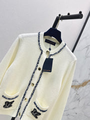 Navy-inspired knit cardigan