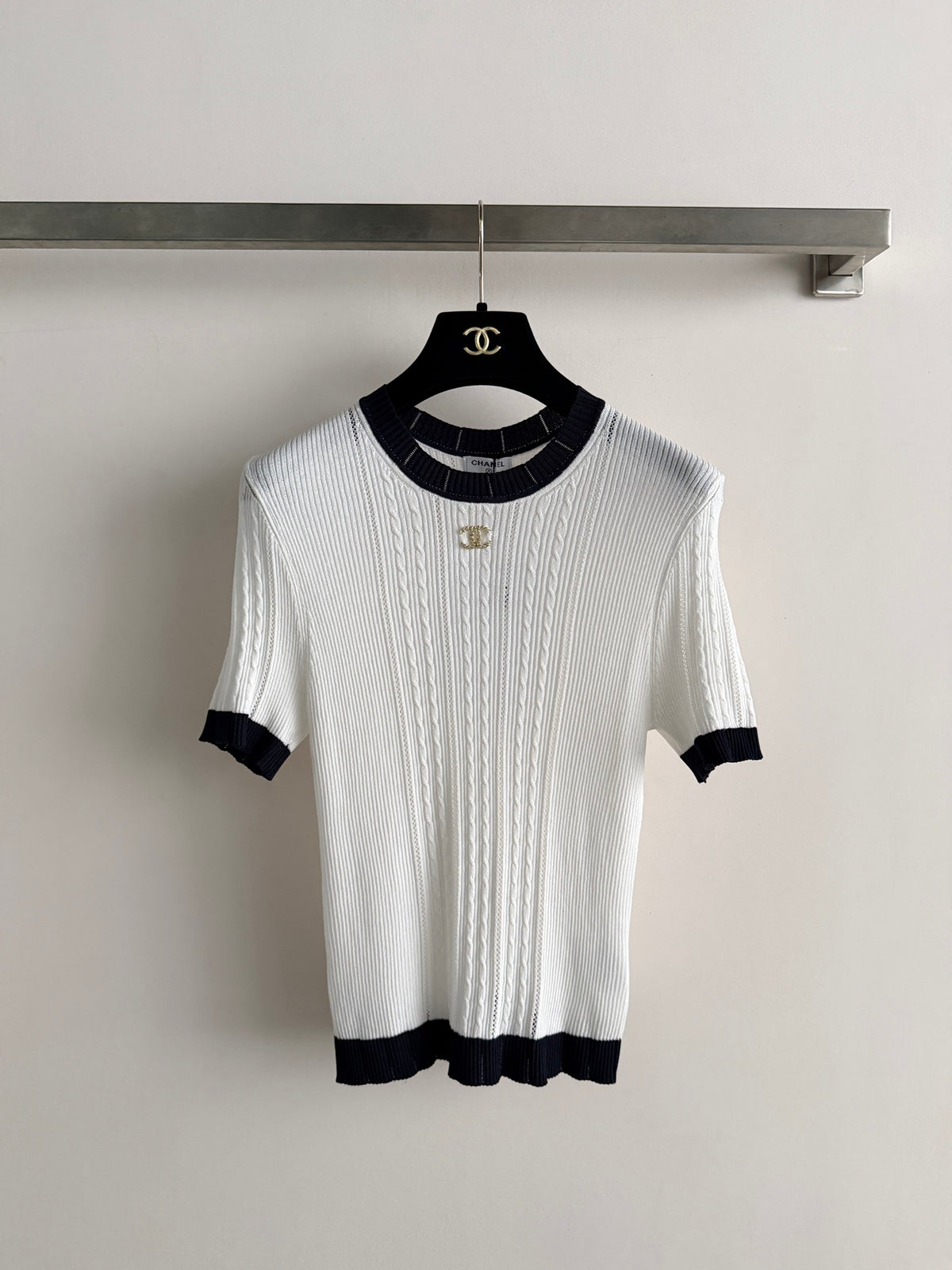 Navy-inspired knit cardigan