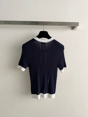 Navy-inspired knit cardigan