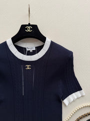 Navy-inspired knit cardigan