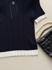 Navy-inspired knit cardigan