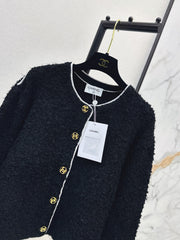 Color-blocked trim knit cardigan
