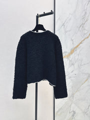 Color-blocked trim knit cardigan