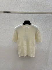 simple round neck knit short-sleeved top