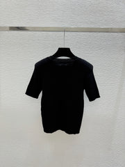 simple round neck knit short-sleeved top