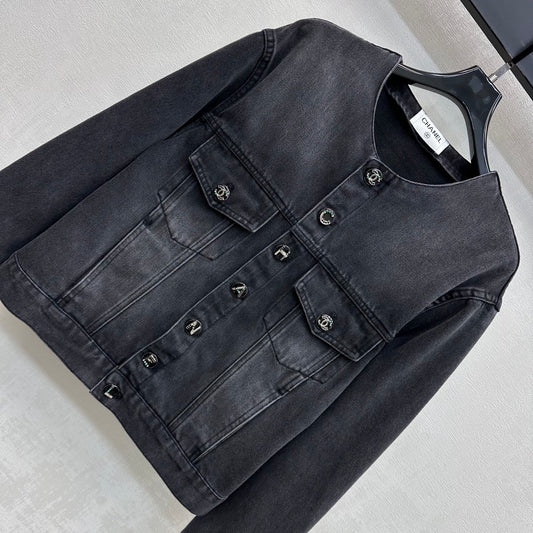 Letter Button Denim Jacket