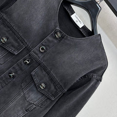 Letter Button Denim Jacket