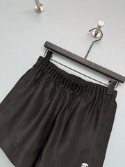 Satin Elastic Waist Embroidered Shorts