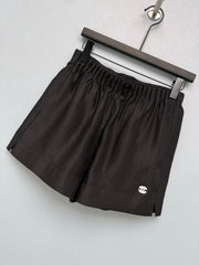 Satin Elastic Waist Embroidered Shorts