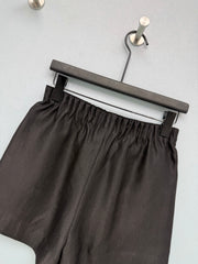 Satin Elastic Waist Embroidered Shorts