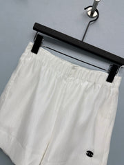 Satin Elastic Waist Embroidered Shorts