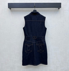Tweed and Denim Patchwork Vest Dress