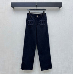 Tweed Patchwork Denim Pants