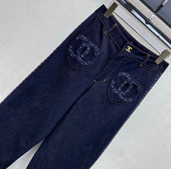 Tweed Patchwork Denim Pants