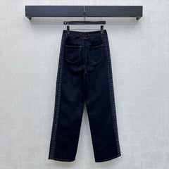 Tweed Patchwork Denim Pants