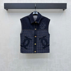 Tweed and Denim Patchwork Vest