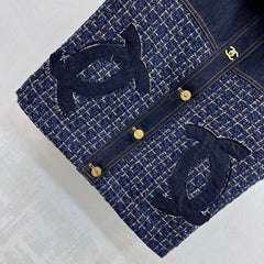 Tweed and Denim Patchwork Vest