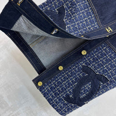 Tweed and Denim Patchwork Vest
