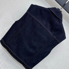 Tweed and Denim Patchwork Vest