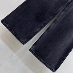 Letter-buttoned wide-leg denim trousers