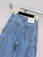 Straight-leg utility jeans