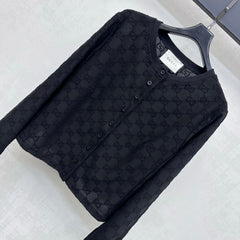 Jacquard Crew-Neck Cropped Cardigan