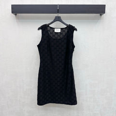 Jacquard Crew-Neck Sleeveless Dress