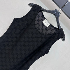 Jacquard Crew-Neck Sleeveless Dress