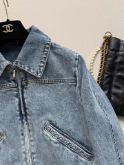 Chain-Embellished Denim Jacket