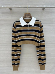 Striped Cropped Knit Top
