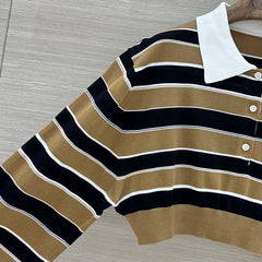 Striped Cropped Knit Top