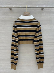 Striped Cropped Knit Top