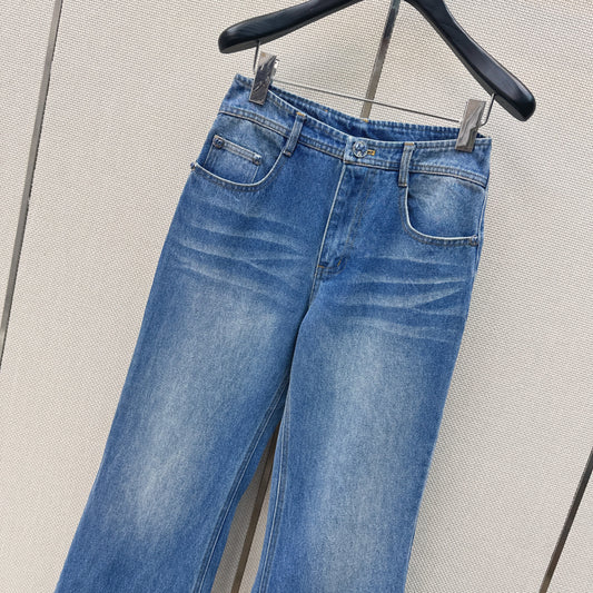 Distressed-wash denim jeans