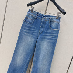 Distressed-wash denim jeans
