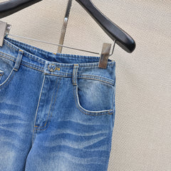 Distressed-wash denim jeans