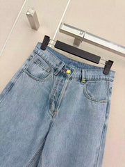 High-Waisted Straight-Leg Jeans