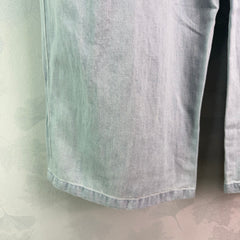 Wide-Leg Straight-Cut Linen-Denim Short-Sleeve Shirt