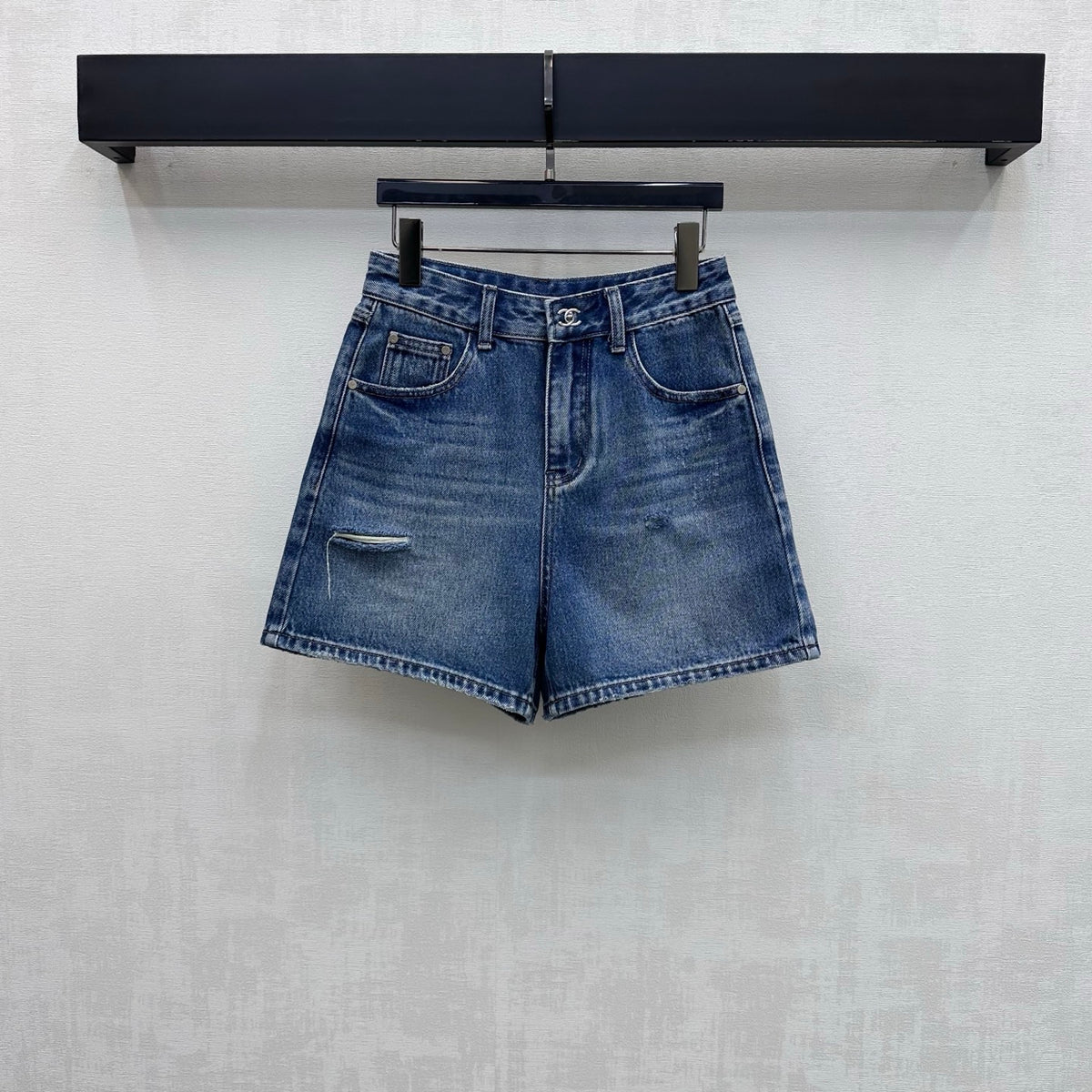 Distressed Denim Shorts