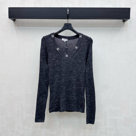 Embroidered Long-Sleeve Knit Top