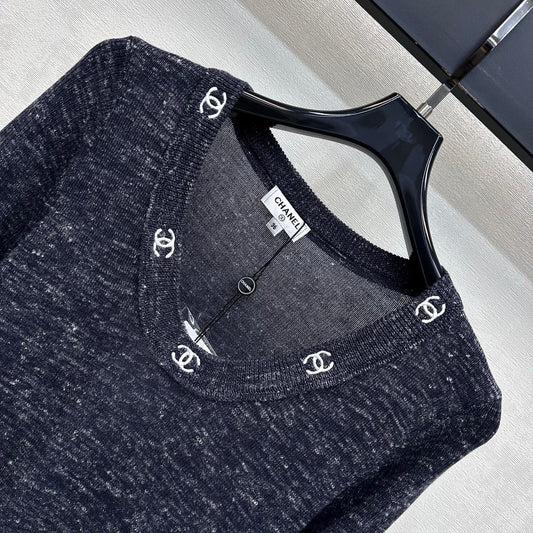 Embroidered Long-Sleeve Knit Top