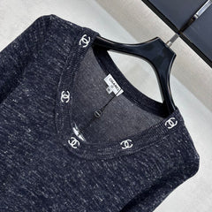 Embroidered Long-Sleeve Knit Top