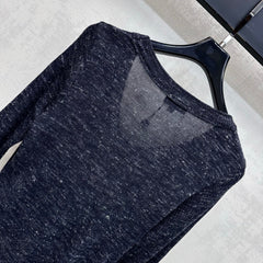 Embroidered Long-Sleeve Knit Top