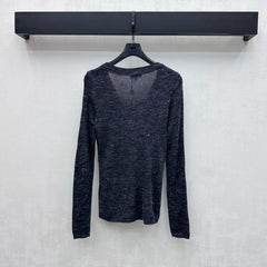 Embroidered Long-Sleeve Knit Top