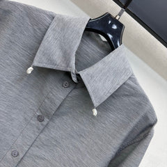 Embroidered Long-Sleeve Shirt with Collar