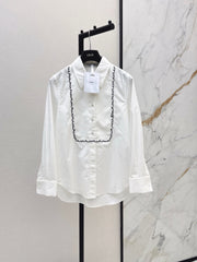 Shirt with Contrasting-Color Line Embroidery