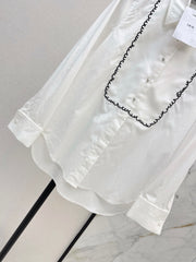 Shirt with Contrasting-Color Line Embroidery