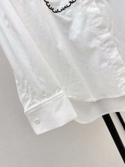 Shirt with Contrasting-Color Line Embroidery