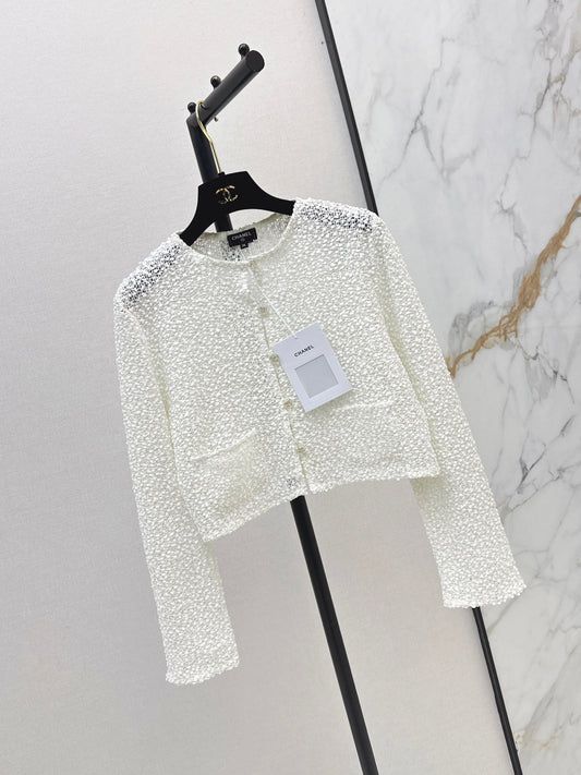 White Sequined Cropped Jacket