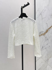 White Sequined Cropped Jacket