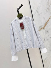 Loose-fit striped shirt with a classic collar